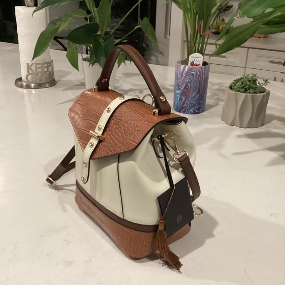 REDUCED NWT HOUSE OF HARLOW 1960 SHOULDER HAND BAG BACKPACK LEATHER ITALY - Picture 6 of 15